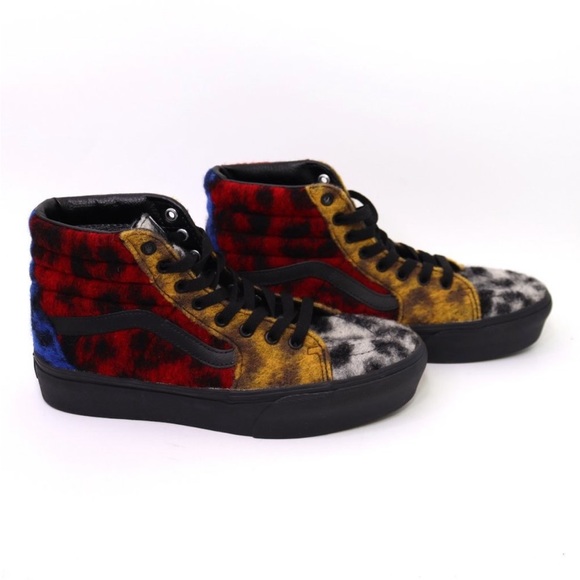 VANS Colorful SK8-HI Platform Fuzzy Leopard Sneakers men 8 women’s 9.5 high top - Picture 4 of 11